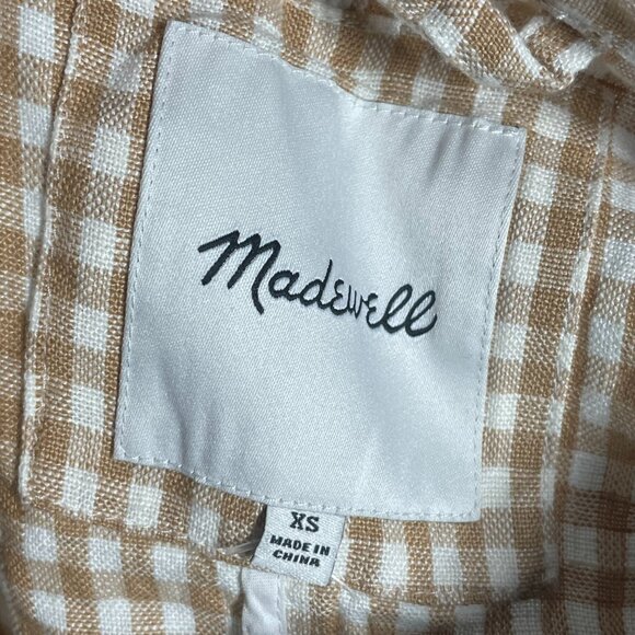 NEW Madewell Blazer Jacket Womens XS brown plaid linen preppy classic - Picture 4 of 9